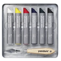 Panduro Hobby Stora oljefärgskritor, 6-pack basfärger fast oljefärg + målarkniv