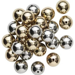 Panduro Jewellery Stora pärlor i skinande guld- och silvermetallic, 30 st. Ø20 mm