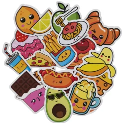 Panduro Hobby Stora stickers klistermärken med mat-tema, 50 st. 2,5–5 × 2,5–5 cm, beroende på form | Barn Barnstickers