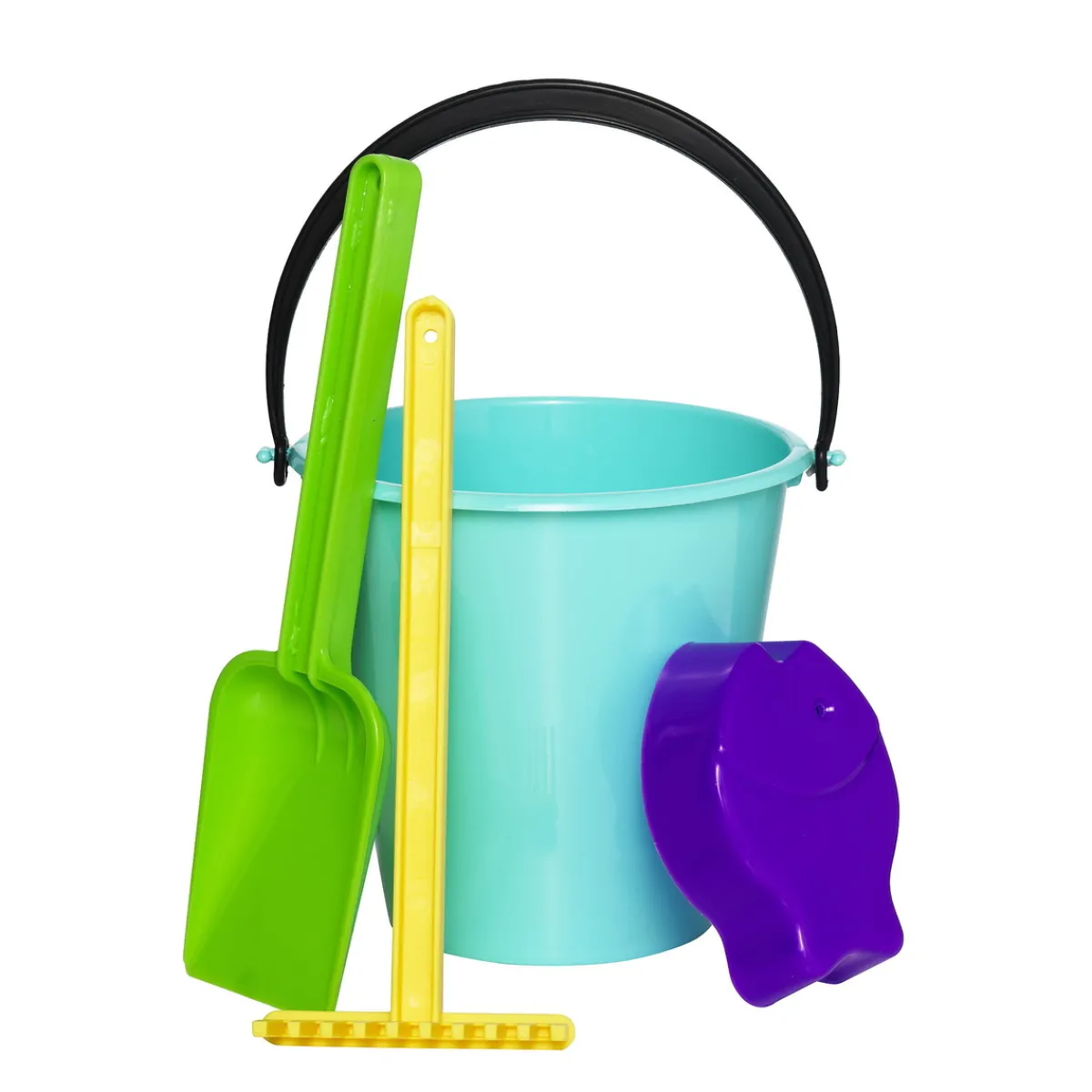 Barn Panduro Hobby Strandset med hink (Ø18 cm), spade, kratta och en (1) slumpmässigt utvald sandform