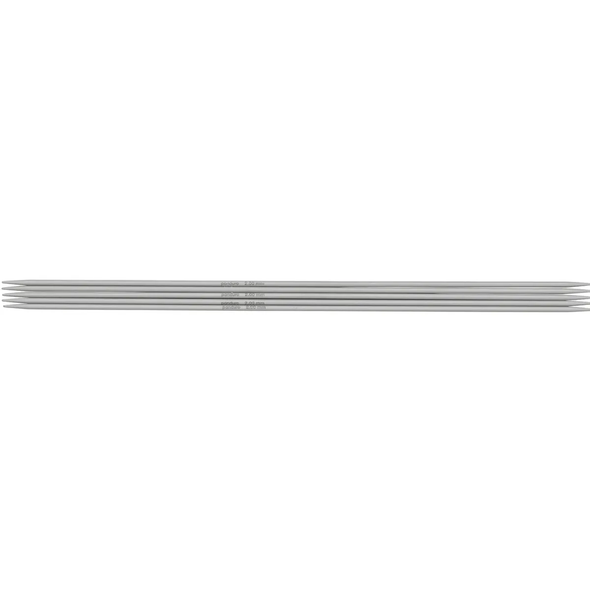 Pony yarn accessories Strumpstickor, 5 st. Längd 20 cm Ø2,0 mm – aluminium | Strumpstickor
