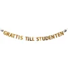 Joker Studentgirlang "Grattis till studenten" på snöre, 3,6 meter lång – 15 cm höga guldbokstäver | Barn Festartiklar