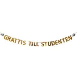 Joker Studentgirlang "Grattis till studenten" på snöre, 3,6 meter lång – 15 cm höga guldbokstäver | Barn Festartiklar