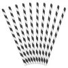 PartyDeco Sugrör av papper 10-pack, svart- och vitrandiga. Längd 19,5 cm | Barn Festartiklar