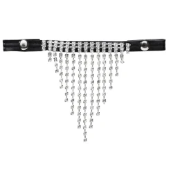 Barn Panduro Hobby Svart pannband med vackert hängande strass till käpphäst & hobby horse