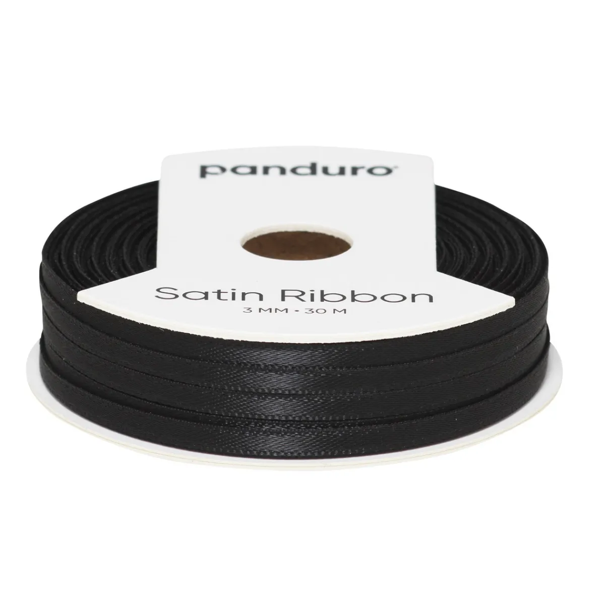 Panduro Hobby Svart satinband – 3 mm brett och 30 meter långt | Satinband