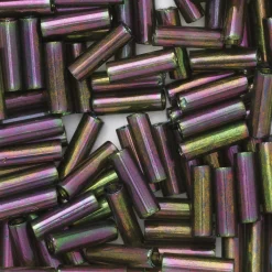 TOHO Beads Japan TOHO-pärlor bugle, avlånga glaspärlor 6 mm metallic grön | Glaspärlor