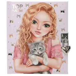 Barn TOPModel Dagbok Kitty – dundersöt dagbok med hänglås, 192 sidor, 15,5×18,5 cm