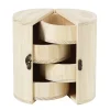 Panduro Hobby Träförvaring, cylinder med 4 fack, runt öppningsbart träskåp, Ø15 cm, höjd 20 cm | Trälådor