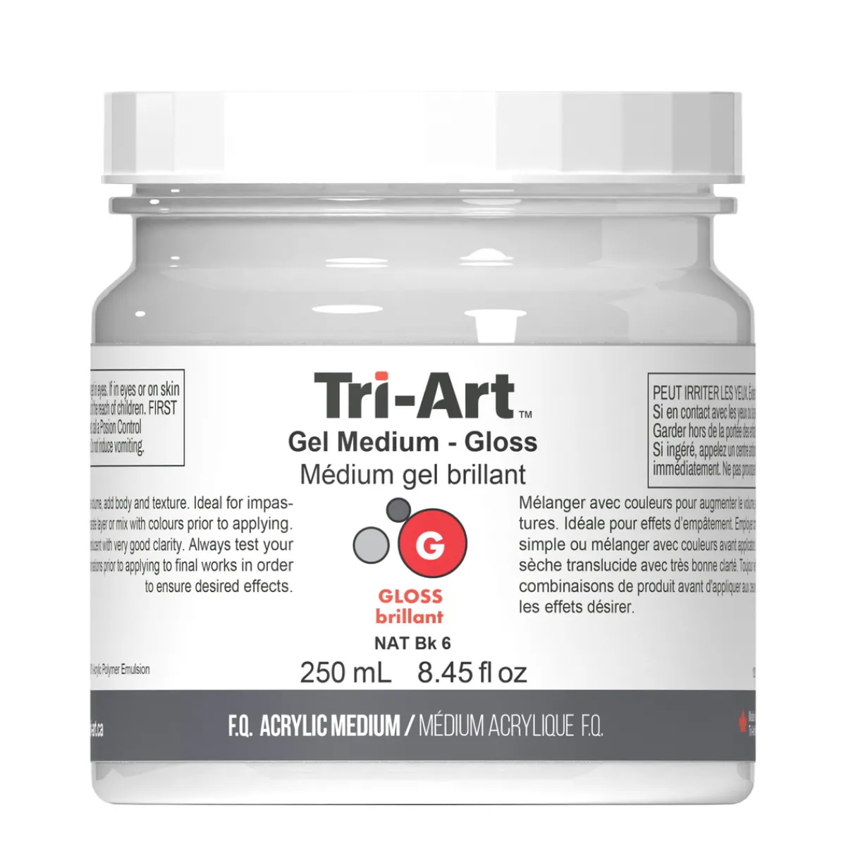 Tri Art Tri-Art Gel Medium Gloss 250 ml, blankt gelbaserat förtjockningsmedel för akrylfärg | Målarmedier