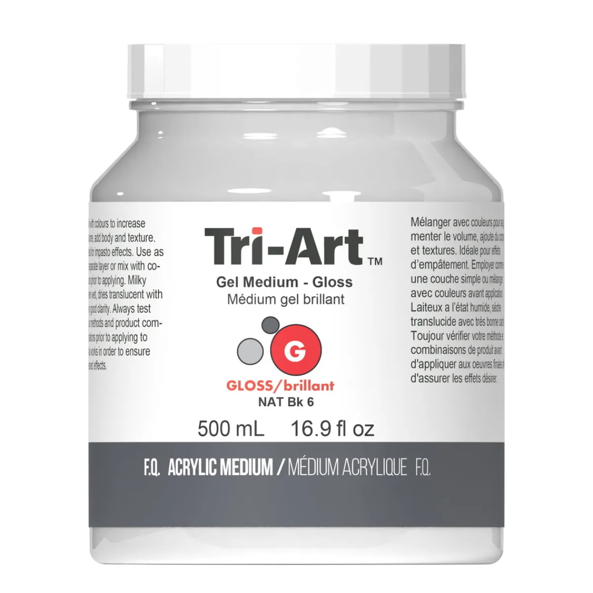 Tri Art Tri-Art Gel Medium Gloss 500 ml, blankt gelbaserat förtjockningsmedel för akrylfärg