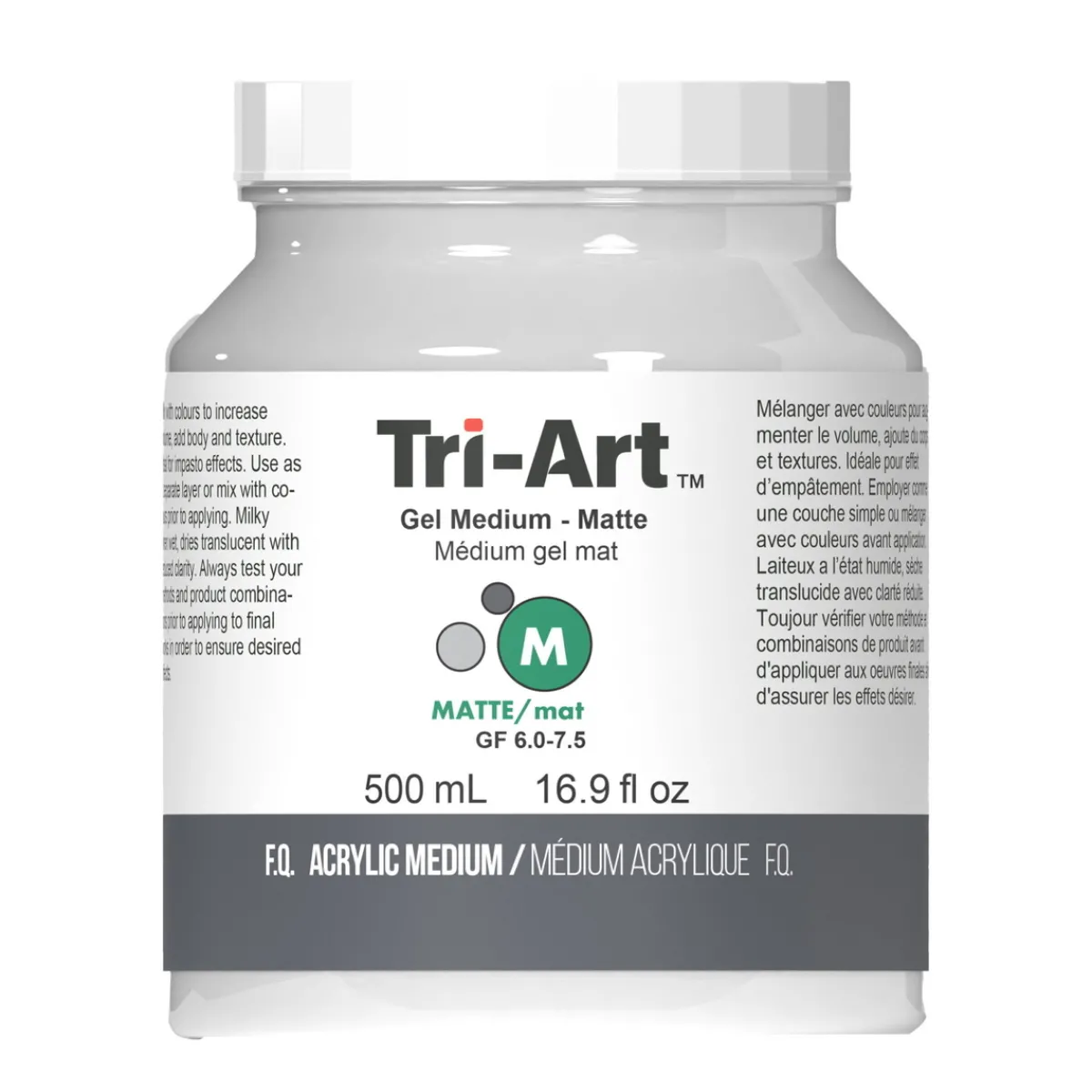 Tri Art Tri-Art Gel Medium Matte 500 ml, matt gelbaserat förtjockningsmedel för akrylfärg