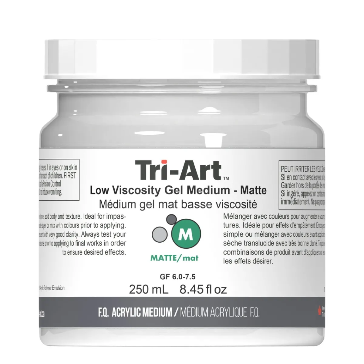Tri Art Tri-Art Low Viscosity Gel Matte 250 ml, blankt gelbaserat förtunningsmedel för akrylfärg