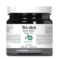 Tri Art Tri-Art Medium Gesso Black 250 ml, svart grundering för akrylfärg