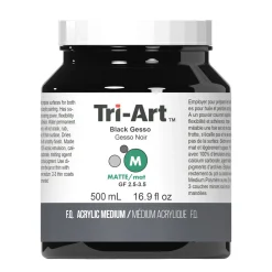 Tri Art Tri-Art Medium Gesso Black 500 ml, svart grundering för akrylfärg