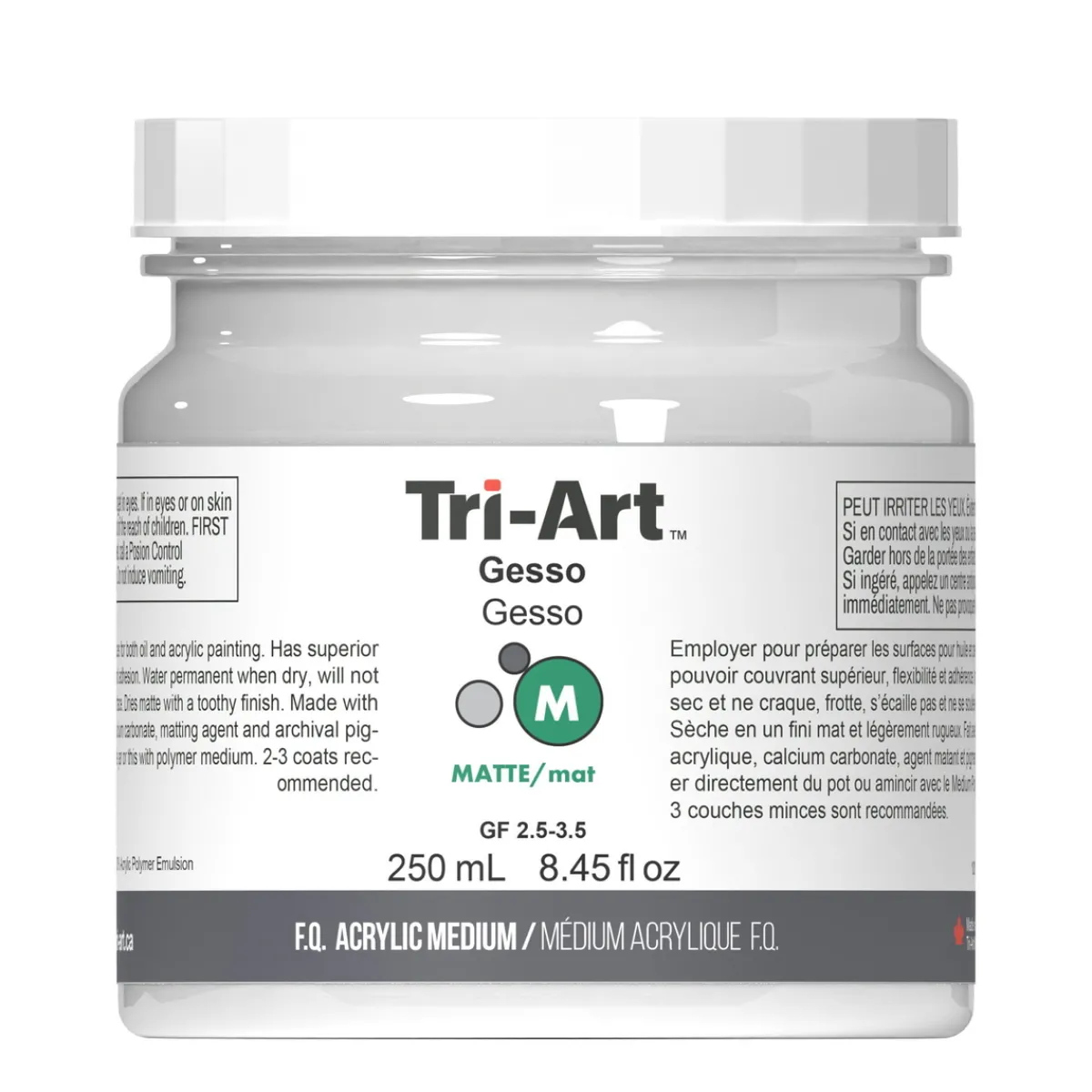 Tri Art Tri-Art Medium Gesso 250 ml, vit grundering för akrylfärg | Målarmedier