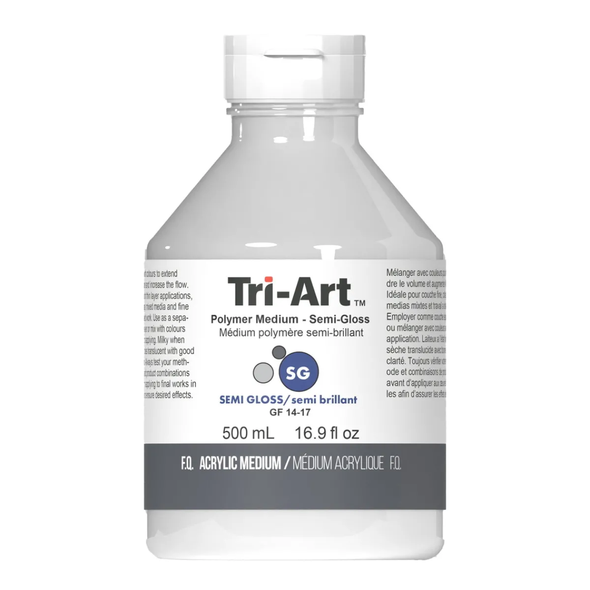 Tri Art Tri-Art Polymer Medium Semi Gloss 500 ml, halvbankt förtunningsmedel för akrylfärg | Målarmedier