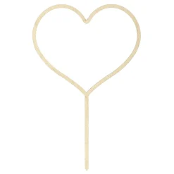 PartyDeco Tårtdekoration, cake topper, hjärta av ljust trä, total höjd 23 cm