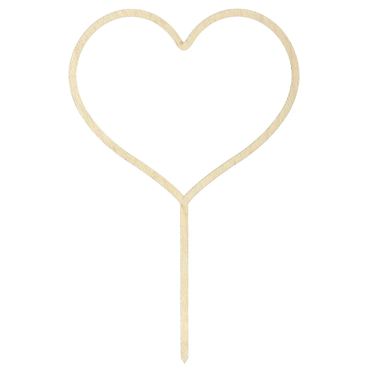 PartyDeco Tårtdekoration, cake topper, hjärta av ljust trä, total höjd 23 cm
