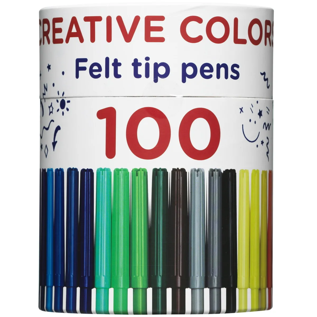 Creative Colors Tub med 100 färgglada tuschpennor! | Barn Barnpennor