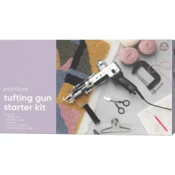 Panduro Hobby Tufting Gun start-kit, tuftnings-verktyg / tuftpistol, träram, tyg och många tillbehör