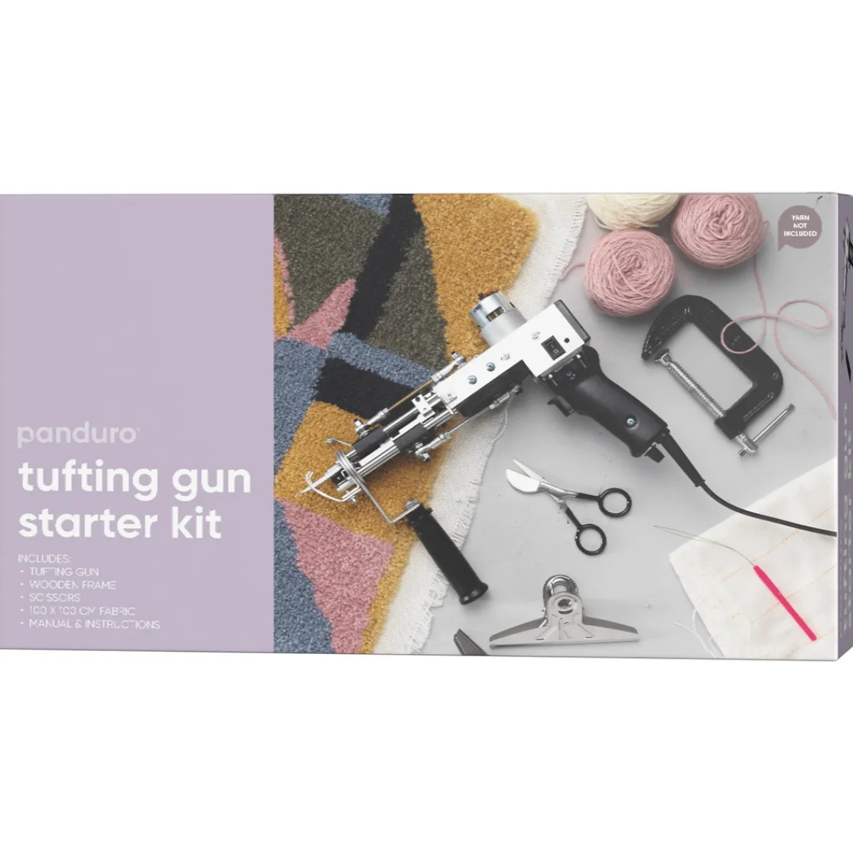 Panduro Hobby Tufting Gun start-kit, tuftnings-verktyg / tuftpistol, träram, tyg och många tillbehör