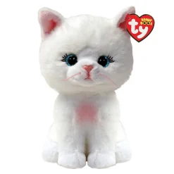 TY Beanie Boo Amelia – den söta och lite blyga vita katten, H. 15,5 cm | Barn Gosedjur