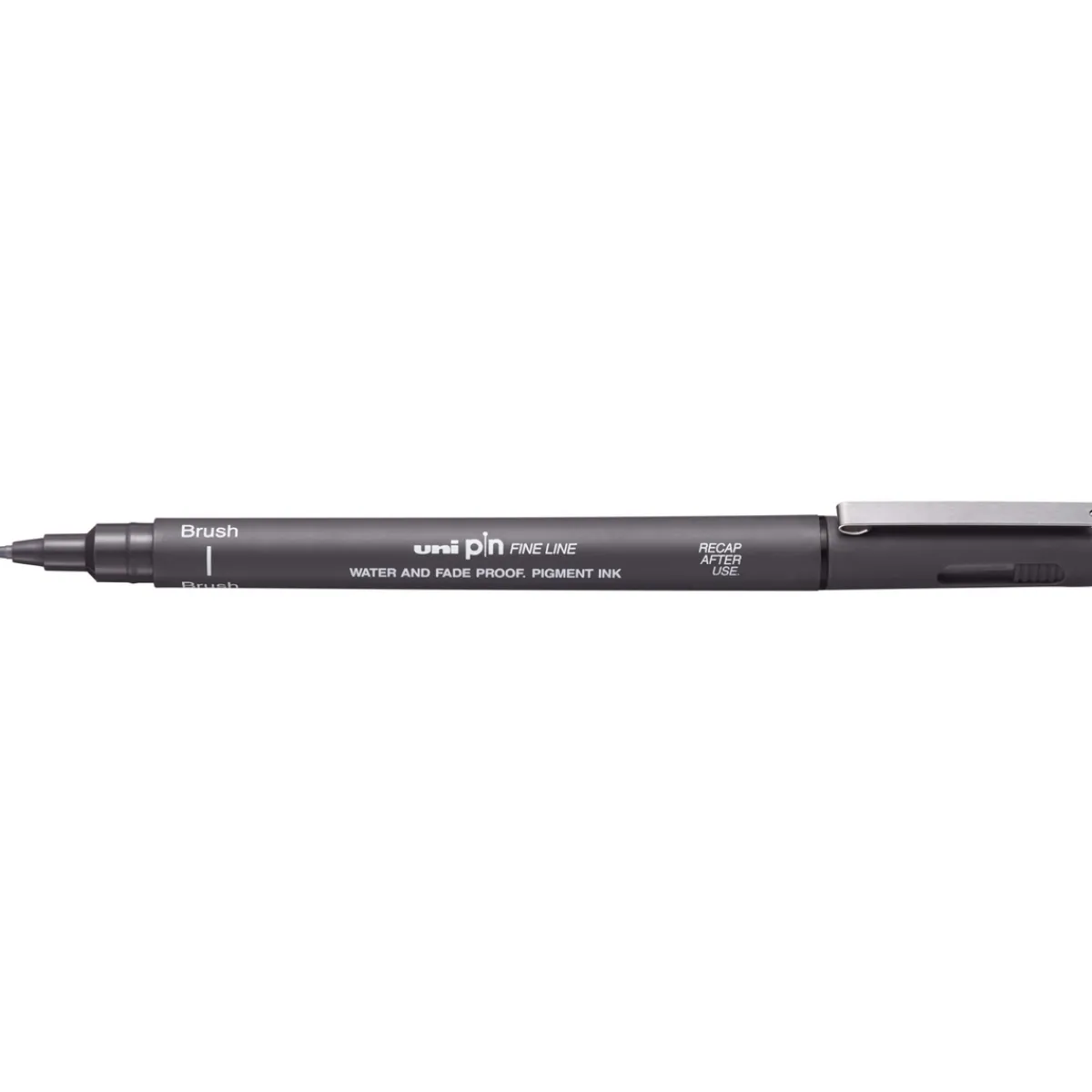 Uni Pin Fine Line Brush Dark Grey – med penselspets