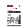 Uni Pin Fineliner 8-pack, Set #2 – 7 fineliners och 1 brush / penselspets | Tuschpennor & Markers
