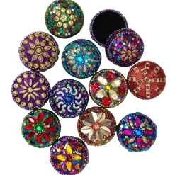 Barn Robetoy Vackert glittrande runda metallaskar Ø4,5 cm, pris per styck, säljs assorterat online