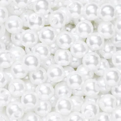 Panduro Jewellery Vaxade glaspärlor, ca 450 st. vita pärlor. Ø8 mm | Glaspärlor