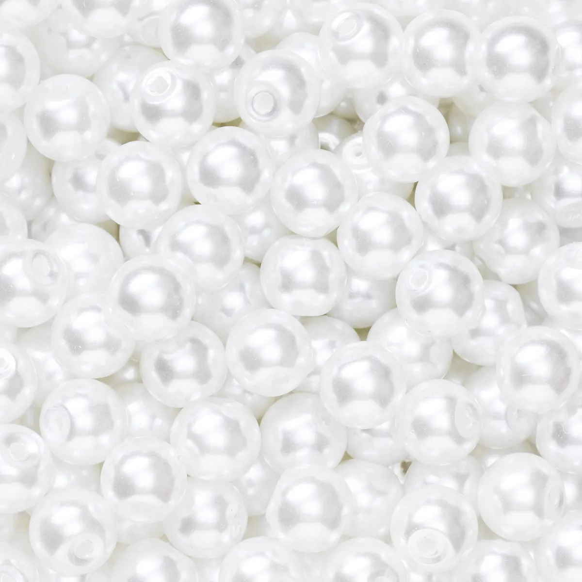 Panduro Jewellery Vaxade glaspärlor, ca 450 st. vita pärlor. Ø8 mm | Glaspärlor