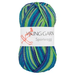 Viking Garn Sportsragg 50g blå/grön 552 | Ullgarn