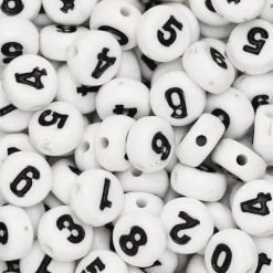 Panduro Hobby Vita sifferpärlor 0-9 – 150 st. Svarta siffror | Barn Pärlor