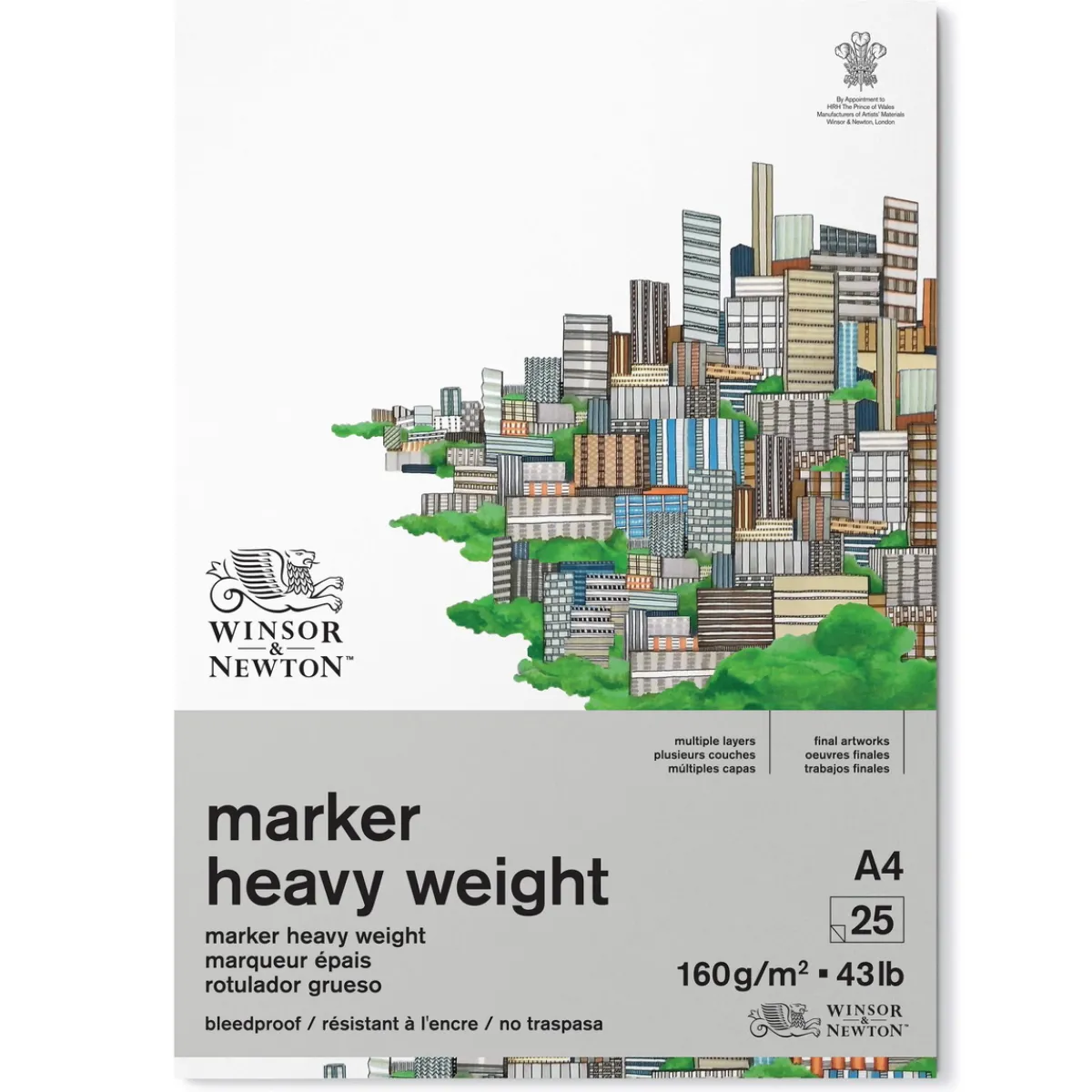 Winsor & Newton Marker Heavy Weight Bleedproof A4 (210x297 mm), 25 ark – 160 grams ytvikt | Block