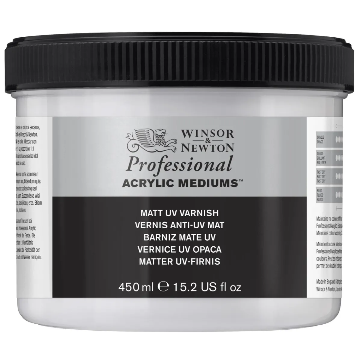 Winsor & Newton Matt UV Varnish 450 ml, skyddande fernissa mot solljus, damm etc.
