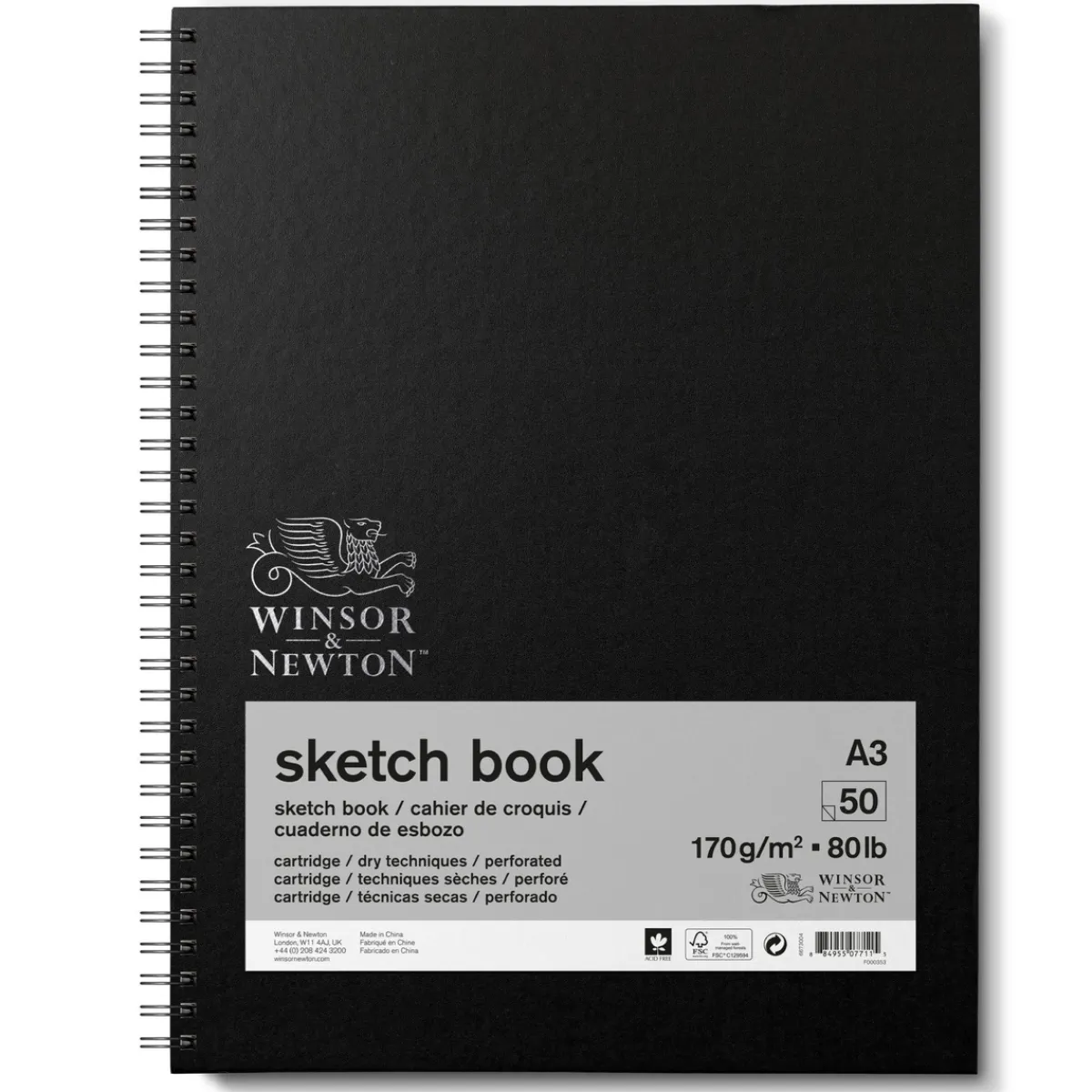 Winsor & Newton Sketch spiralbunden skissbok A3 (297×420 mm), 50 ark, 170 g/m² | Skissböcker