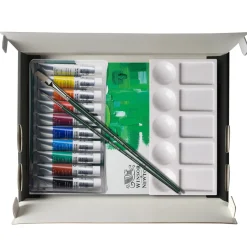 Winsor & Newton Winton Oil Kit 10×12ml oljefärg, A4-block, 2 penslar + palett | Oljefärger