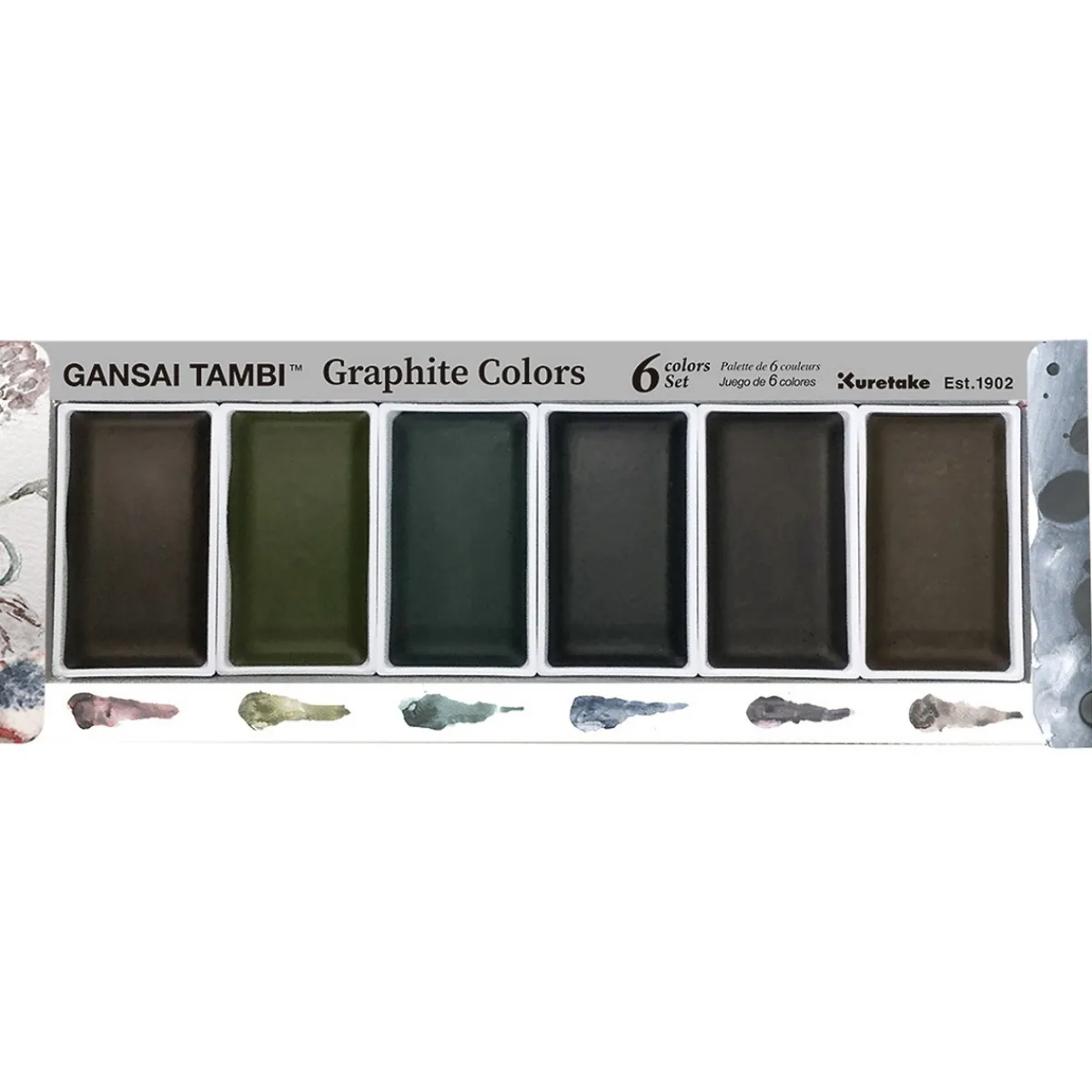 Zig Kuretake Gansai Tambi Graphite Set – 6 st. japanska mörka akvarellfärger